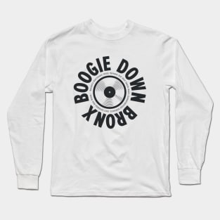 Boogie Down Bronx Hip Hop Logo - Vintage Vinyl Record Design Long Sleeve T-Shirt